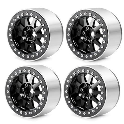 NexaPart RC-Zubehör 4 STÜCKE 2,2 "Metall Beadlock 12-Speichen Felge for RC Crawler Auto TRX4 TRX6 Axial SCX10 90046 RR10 Wraith(Svart) von NexaPart