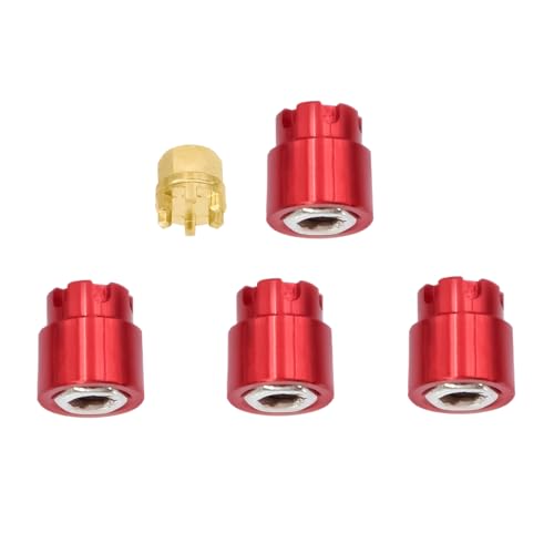 NexaPart RC-Zubehör 4 STÜCKE M2 Radmuttern Kappe Verriegelungsnaben Aluminium-Upgrade for RC Auto Crawler Axial SCX24 Riegel Gladiator Ford Bronco Teile(Rood) von NexaPart