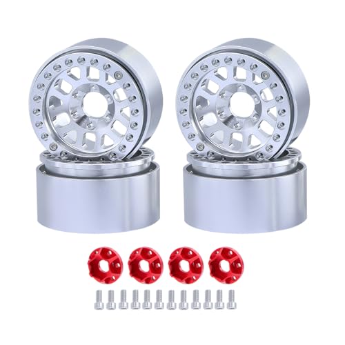 NexaPart RC-Zubehör 4 STÜCKE Metall 1,9 "Beadlock-Felgen Naben 12 Rundloch for 1/10 RC Crawler Auto Axial SCX10 90046 TRX4 TRX6 D90 Upgrade Teile(Silver) von NexaPart