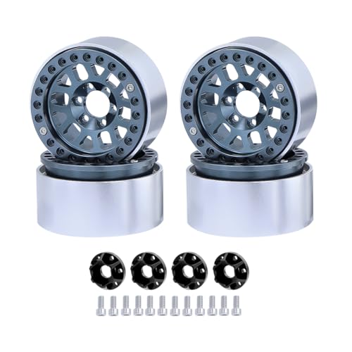 NexaPart RC-Zubehör 4 STÜCKE Metall 1,9 "Beadlock-Felgen Naben 12 Rundloch for 1/10 RC Crawler Auto Axial SCX10 90046 TRX4 TRX6 D90 Upgrade Teile(Titanium) von NexaPart