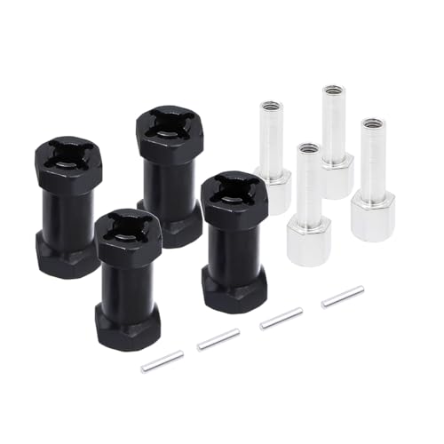 NexaPart RC-Zubehör 4 Stück Aluminium 12mm Sechskant-Radnaben-Antriebsadapter 15/20/25mm Verlängerungskombinierer for 1/10 RC Auto Crawler Axial SCX 10 D90 SCX10(Black 25mm) von NexaPart