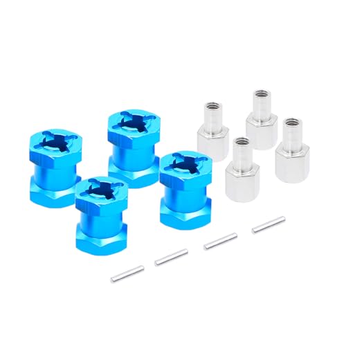 NexaPart RC-Zubehör 4 Stück Aluminium 12mm Sechskant-Radnaben-Antriebsadapter 15/20/25mm Verlängerungskombinierer for 1/10 RC Auto Crawler Axial SCX 10 D90 SCX10(Blue 15mm) von NexaPart