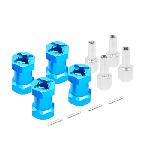 NexaPart RC-Zubehör 4 Stück Aluminium 12mm Sechskant-Radnaben-Antriebsadapter 15/20/25mm Verlängerungskombinierer for 1/10 RC Auto Crawler Axial SCX 10 D90 SCX10(Blue 20mm) von NexaPart