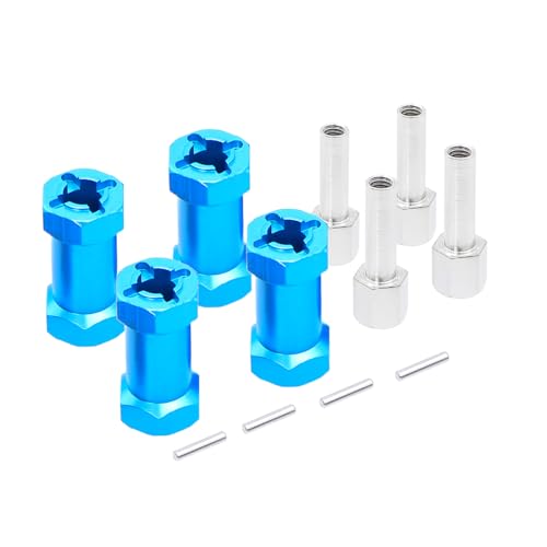 NexaPart RC-Zubehör 4 Stück Aluminium 12mm Sechskant-Radnaben-Antriebsadapter 15/20/25mm Verlängerungskombinierer for 1/10 RC Auto Crawler Axial SCX 10 D90 SCX10(Blue 25mm) von NexaPart