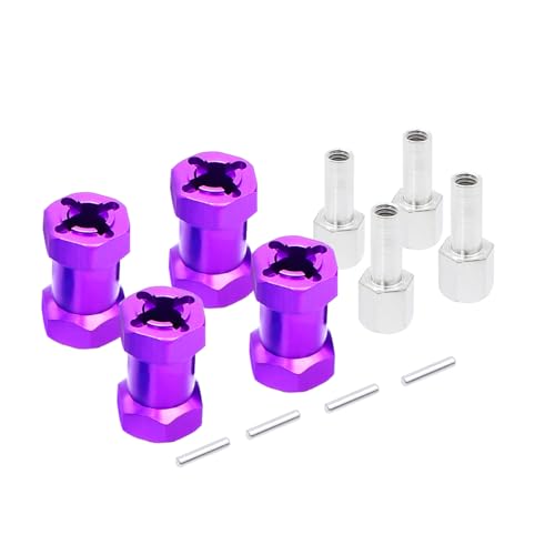 NexaPart RC-Zubehör 4 Stück Aluminium 12mm Sechskant-Radnaben-Antriebsadapter 15/20/25mm Verlängerungskombinierer for 1/10 RC Auto Crawler Axial SCX 10 D90 SCX10(Purple 20mm) von NexaPart