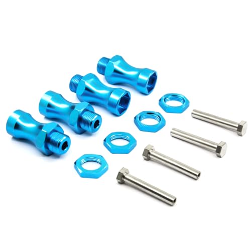 NexaPart RC-Zubehör 4 Stück Radsechskant 12 mm, Drehung 17 mm, verlängerte Verdickung 30 mm, Aluminiumadapter for HSP 1/10 RC-Auto, Buggy, Bigfoot Truck, kann 1/8 Reifen verwenden(Sky Blue) von NexaPart