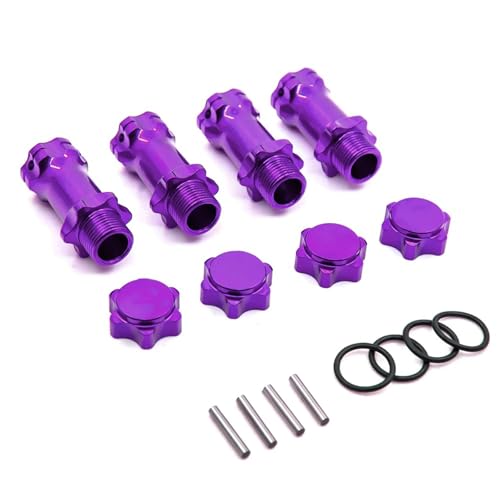 NexaPart RC-Zubehör 4 Stück Radsechskantnaben M17 17 mm M37 37 mm Verlängerungsadapter 12 mm Staubschutzkappe x4 Längere Combiner-Koppler for 1/8 RC-Modellautoteile(Purple) von NexaPart
