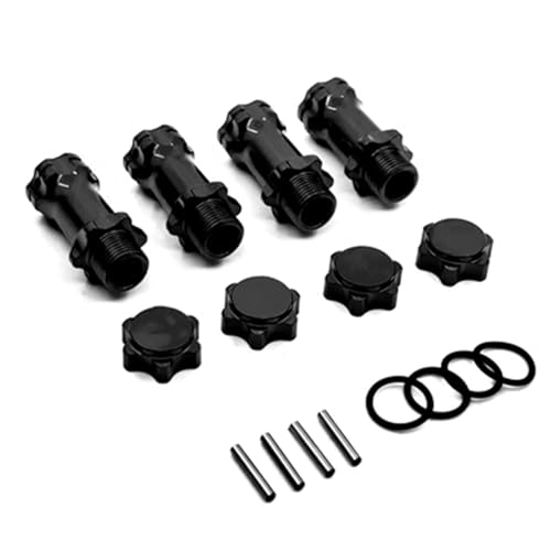 NexaPart RC-Zubehör 4 Stück Radsechskantnaben M17 17 mm M37 37 mm Verlängerungsadapter 12 mm Staubschutzkappe x4 Längere Combiner-Koppler for 1/8 RC-Modellautoteile(Svart) von NexaPart