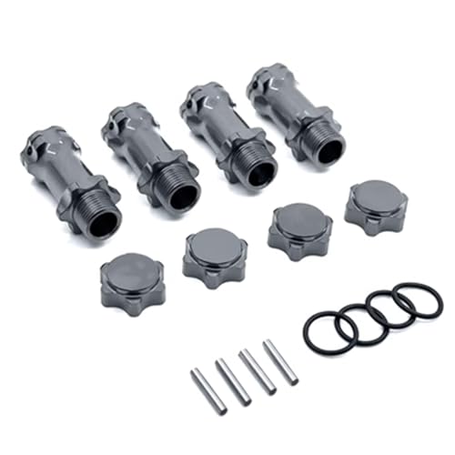 NexaPart RC-Zubehör 4 Stück Radsechskantnaben M17 17 mm M37 37 mm Verlängerungsadapter 12 mm Staubschutzkappe x4 Längere Combiner-Koppler for 1/8 RC-Modellautoteile(Titanium) von NexaPart