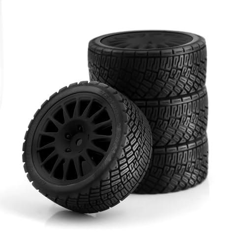 NexaPart RC-Zubehör 4 Teile/Satz 1/10 RC Racing Auto Reifen On Road Reifen Rad for Tamiya TT01 TT02 XV01 TA06 PTG-2 HPI WR8 HSP /10 RC Auto Upgrades Teile(Svart) von NexaPart