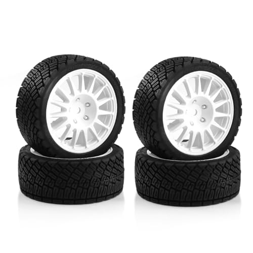 NexaPart RC-Zubehör 4 Teile/Satz 1/10 RC Racing Auto Reifen On Road Reifen Rad for Tamiya TT01 TT02 XV01 TA06 PTG-2 HPI WR8 HSP /10 RC Auto Upgrades Teile(Wit) von NexaPart