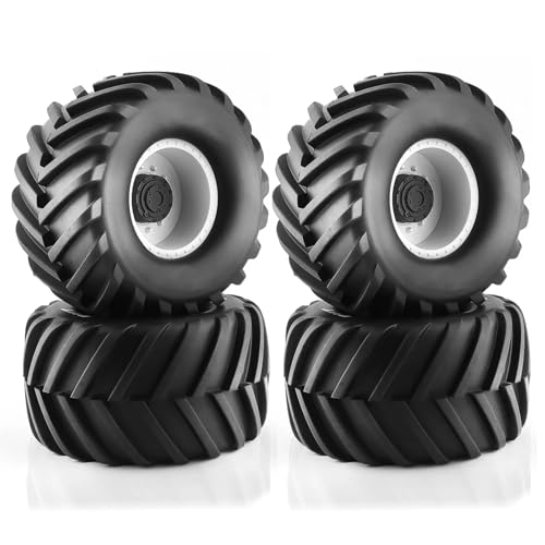 NexaPart RC-Zubehör 4 Teile/Satz Felge & Gummi Reifen for 1/10 RC Monster Truck Auto Tamiya HSP HPI Kyosh HPI Tamiya Kyosho(4pcs White) von NexaPart