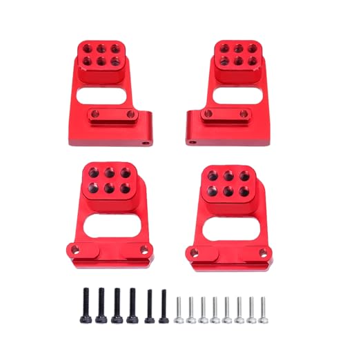 NexaPart RC-Zubehör 4PCS Aluminium Legierung Vorne Hinten Stoßdämpfer Türme Montieren for 1/18 RC Crawler Trx4-M TRX4M Bronco Defender Upgrade Teile(Rood) von NexaPart