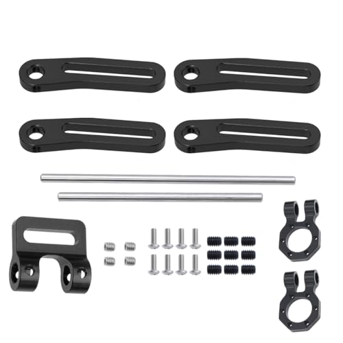 NexaPart RC-Zubehör Aluminium Vorne Hinten Modulare Stoßstange Mit Seilführung Anhänger Haken for 1/10 RC Crawler LCG TRX4 SCX10 Capra Comp Baut Chassis Teile(Black Set) von NexaPart