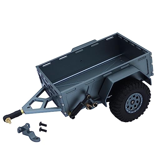 NexaPart RC-Zubehör CNC Aluminium 1/18 Utility Trailer Mit Hitch Mount for RC Crawler TRX4M TRX-4M Bronco Defender Skala Zubehör Upgrade Teile(Gr�) von NexaPart