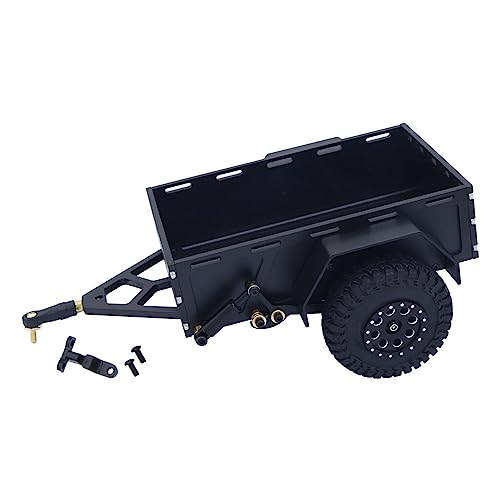 NexaPart RC-Zubehör CNC Aluminium 1/18 Utility Trailer Mit Hitch Mount for RC Crawler TRX4M TRX-4M Bronco Defender Skala Zubehör Upgrade Teile(Svart) von NexaPart