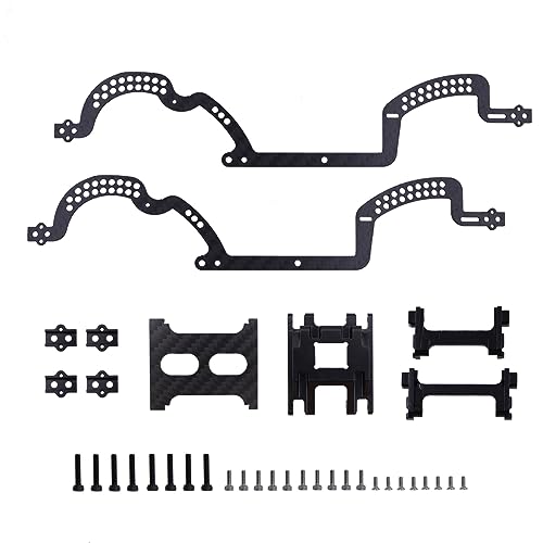 NexaPart RC-Zubehör Carbon Fiber LCG Chassis Kit Rahmen Schienen Hosenträger Rock Sliders for 1/18 TRX4M RC Crawler Auto Bronco Defender DIY Upgrade Teile(Svart) von NexaPart