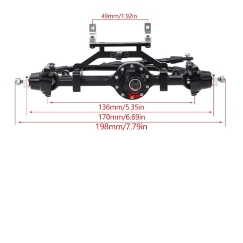NexaPart RC-Zubehör D90 CNC Aluminium Legierung Vorne Hinterachse Komplette Set for 1/10 RC Crawler RC4WD Gelande II TF2 D110 Yota II Gerade Axels(Front Axle Black) von NexaPart