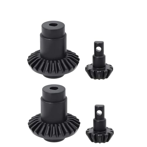 NexaPart RC-Zubehör Gehärtetes Stahlkegelrad for 1/24 FMS K5 FCX24 Xiaoqi Powder Drunk Modell Fernbedienung Auto Metall Upgrade Zubehör(2 Pairs Black) von NexaPart