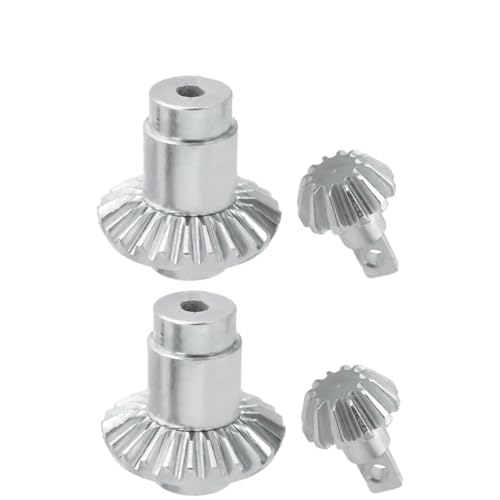NexaPart RC-Zubehör Gehärtetes Stahlkegelrad for 1/24 FMS K5 FCX24 Xiaoqi Powder Drunk Modell Fernbedienung Auto Metall Upgrade Zubehör(2 Pairs Silver) von NexaPart