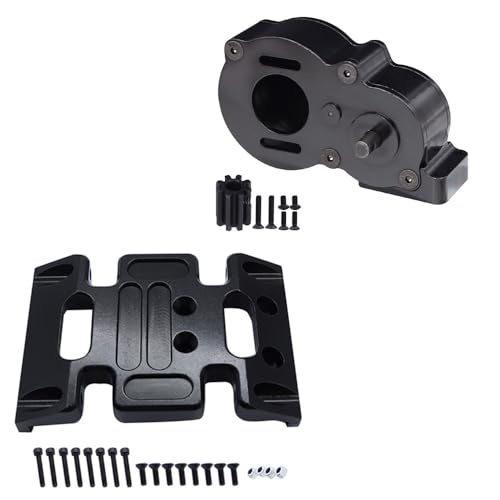 NexaPart RC-Zubehör LCG Vollmetallgetriebe, Mittelgetriebe mit Motorgetriebe for 1/10 RC Crawler SCX10 I III 90047, Upgrade-Teile(Black Add Black) von NexaPart