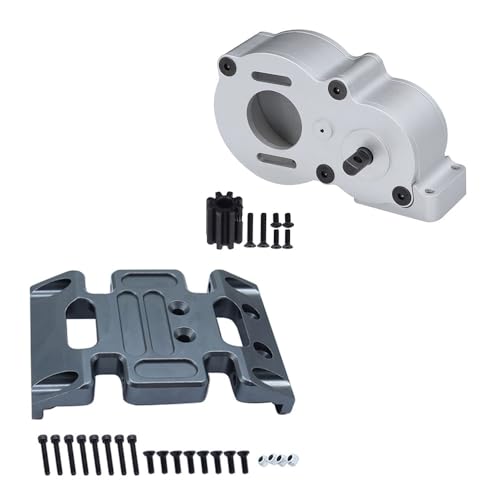 NexaPart RC-Zubehör LCG Vollmetallgetriebe, Mittelgetriebe mit Motorgetriebe for 1/10 RC Crawler SCX10 I III 90047, Upgrade-Teile(Silver Add Gray) von NexaPart