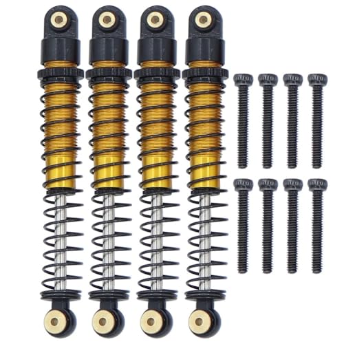 NexaPart RC-Zubehör Metall Stoßdämpfer Lange Reise Gewinde Schocks for 1/24 RC Crawler Axial AX24 SCX24 Upgrade Teile(4pcs Black Gold) von NexaPart