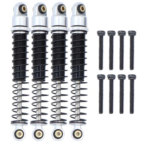 NexaPart RC-Zubehör Metall Stoßdämpfer Lange Reise Gewinde Schocks for 1/24 RC Crawler Axial AX24 SCX24 Upgrade Teile(4pcs Silver Black) von NexaPart