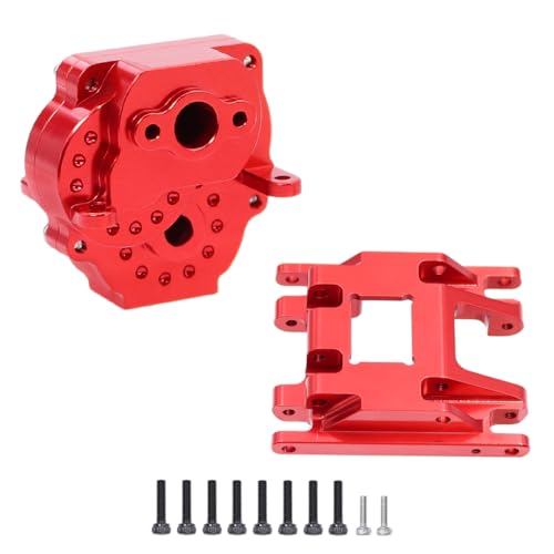 NexaPart RC-Zubehör Metallgetriebegehäuse Getriebeschale mit Unterfahrschutz for 1/18 RC Crawler Car TRX4-M TRX4M Upgrade-Teile OP-Zubehör(Set Red) von NexaPart
