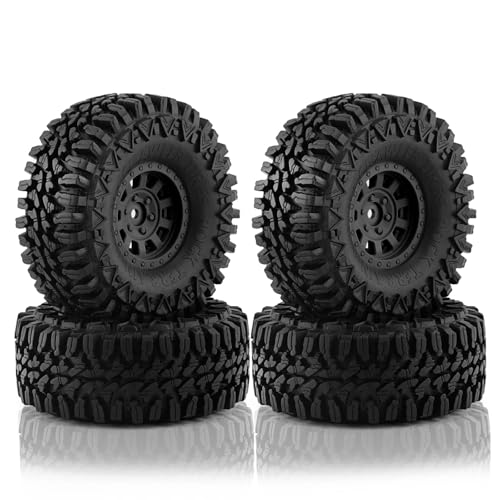 NexaPart RC-Zubehör RC 1.9 Beadlock-Rad Kunststoff grün Felgen Reifen Set for 1/10 RC Crawler Auto Traxxas TRX4 Axial SCX10 90046 90047 MST HSP(4pcs Black) von NexaPart
