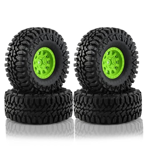 NexaPart RC-Zubehör RC 1.9 Beadlock-Rad Kunststoff grün Felgen Reifen Set for 1/10 RC Crawler Auto Traxxas TRX4 Axial SCX10 90046 90047 MST HSP(4pcs Green) von NexaPart