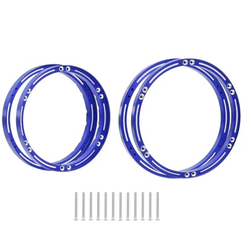NexaPart RC-Zubehör for LOSI-1/4 Motorrad Promoto-MX Aluminiumlegierung Vorder- und Hinterradverstärkungsringe Nabe Verstärkter Außenrahmen Upgrade-Teile(Front Rear Blue 1Set) von NexaPart