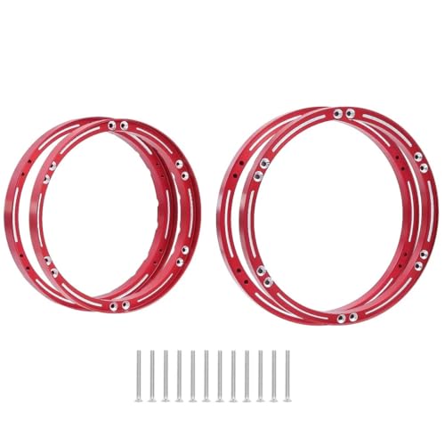 NexaPart RC-Zubehör for LOSI-1/4 Motorrad Promoto-MX Aluminiumlegierung Vorder- und Hinterradverstärkungsringe Nabe Verstärkter Außenrahmen Upgrade-Teile(Front Rear Red 1Set) von NexaPart