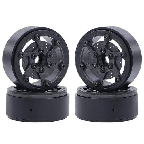 NexaPart RC-Zubehör wasserdichte 1,9 Zoll Carbonfaserfelge mit Bremsscheiben for 1/10 RC Rig Crawler LCG Comp Builds SCX10 Capra TRX4 Upgrade(Svart) von NexaPart