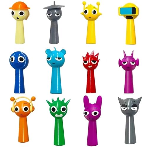 NexaSymphy S-prunki Figuren, S-Prunki Cartoon-Figuren, PVC, bunte Action für Kinder, S-Prunki-Merchandise-Modell für Fans, Kinder, Erwachsene, sicher, langlebig und lustiges Spielzeug (12 Stück) von NexaSymphy