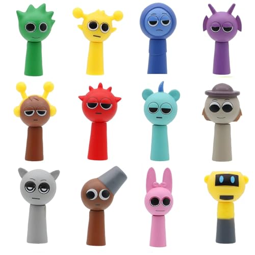 NexaSymphy S-prunki Figuren, S-Prunki Cartoon-Figuren, PVC, bunte Action für Kinder, S-Prunki-Merchandise-Modell für Fans, Kinder, Erwachsene, sicher, langlebig und lustiges Spielzeug (12 Stück, L) von NexaSymphy