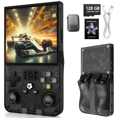 R36MAX Retro-Handheld-Spielekonsole mit 128 GB TF-Karte und integrierten 22000+ vorinstallierten Klassikern, 4 Zoll IPS-Bildschirm, Open-Source-Linux-System, unterstützt 30+ Emulatoren (Schwarz, mit R36MAX Retro-Handheld-Spielekonsole mit 128 GB TF-Karte und integrierten 22000+ vorinstallierten Klassikern, 4 Zoll IPS-Bildschirm, Open-Source-Linux-System, unterstützt 30+ Emulatoren (Schwarz, mit von NexaSymphy