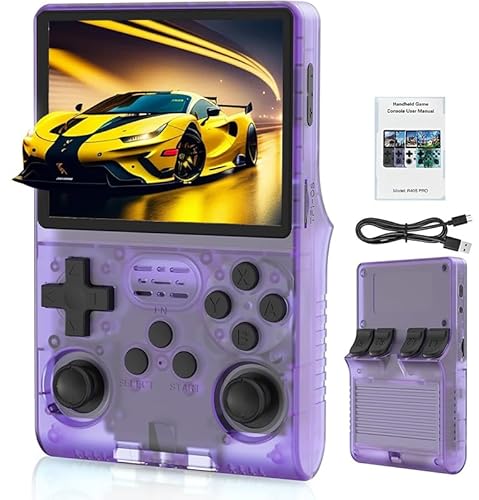 R40S Handheld-Spielekonsole, 3,5 Zoll Retro-Handheld-Spielekonsolen, IPS-Bildschirm, Open-Source-Linux-System, integriertes 30000+ klassische Spiele, Retro-Videospielkonsole (lila) von NexaSymphy