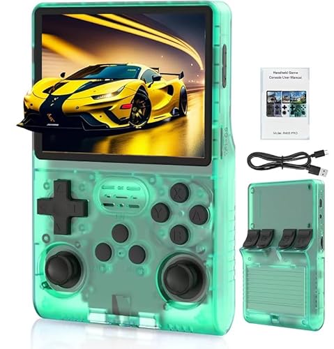 R40S Handheld-Spielekonsole, 3,5 Zoll Retro-Handheld-Spielekonsolen, IPS-Bildschirm, Open-Source-Linux-System, integriertes 35000+ klassische Spiele, Retro-Videospielkonsole (grün) von NexaSymphy