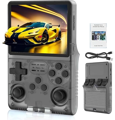 R40S Handheld Spielkonsole, 3,5 Zoll Retro Handheld Spielekonsolen IPS Bildschirm Open Source Linux System Integriertes 35000+ Klassische Spiele Retro Videospielkonsole (Schwarz) von NexaSymphy