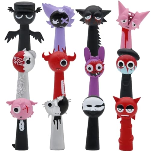 NexaSymphy S-prunki Figuren, S-Prunki Cartoon-Figuren, PVC, bunte Action für Kinder, S-Prunki-Merchandise-Modell für Fans, Kinder, Erwachsene, sicher, langlebig und lustiges Spielzeug (12 Stück E) von NexaSymphy