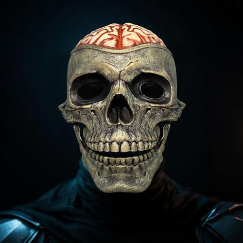Nexoria Halloween Masken Horror, Totenkopf Maske mit Beweglichem Kiefer Gruselige Latexmaske Halloween Maske Männer Realistische Totenkopfmaske Halloween Deko Gruselige für Cosplay Halloween Party von Nexoria