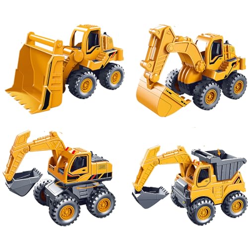 Nexoria Sandspielzeug Bagger Spielzeug, 4 Stück Spielstabil Sandspielzeug Strandspielzeug Auto Kipplaster Sandkasten Baustellenfahrzeuge Strandspielzeug Ab 3 4 5 6 7 Jahr Mädchen Junge (B) von Nexoria