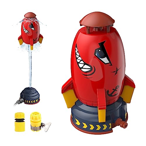 Nexoria Wasserraketen-Sprinkler, Raketen-Start Outdoor-Hebe Spielzeug 360 Grad drehbar Wasserdruck Lift für 3+ Jahre alte (rot) von Nexoria
