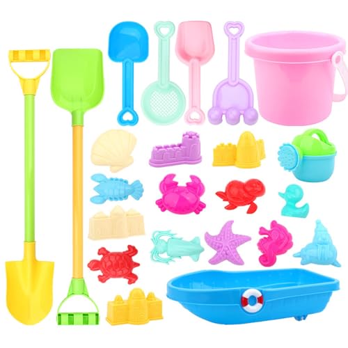 Sandspielzeug Set, 23 Stück Strandspielzeug Sandkasten Spielzeug Sandspielzeug Kinder mit Faltbarer Eimer Sandförmchen Sandkasten Strand Sandspielzeug mit Schaufel Boot Gartenspielzeug ab 3 Jahr (B) von Nexoria