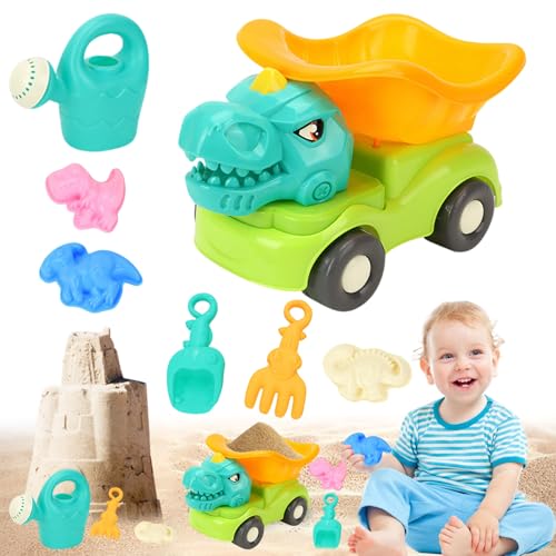 Sandspielzeug Strandspielzeug Kinder, 7 Stück Dinosaurier Sandkasten Spielzeug Strandspielzeug Kinder mit Wasserrad Sandförmchen Sandschaufel Gartenspielzeug Sand Spielzeug für Mädchen Junge (B) von Nexoria