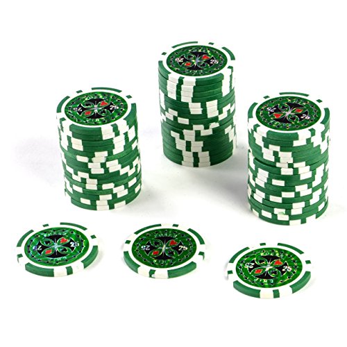 Nexos Trading Pokerchips 50er Rolle, Metallkern, 12g, Wert 25, Grün, Casino, Poker, Black Jack, Roulette, 2-8 Spieler, Indoor, Keine Batterien, Ohne Montage, Entertainment, Erwachsene von Nexos Trading