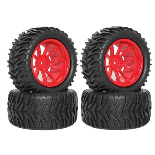 12mm Sechskant RC Räder und Reifen kompatibel mit 1 10 Skala Hoss 2WD 4x4 VXL EPX Pro S30 Blackout Xte RC Cars(4pcs Red) von NexusDrive