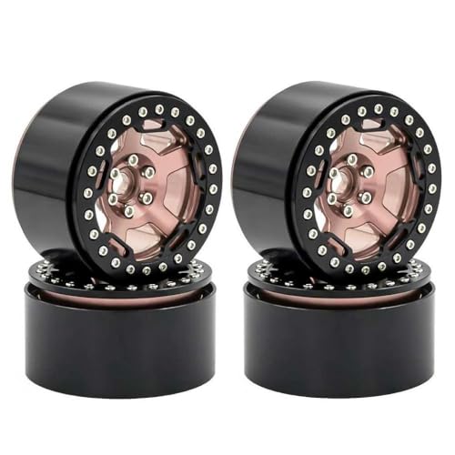 4pcs 2,2 -Zoll -Metallrad -Hub -Hub -Reifen kompatibel mit verschiedenen Crawler -RC -Autos von 1/8 1/10, einschließlich TRX6 RR10 Wraith -Models Nachrüstteile nachgerüstet(Auburn) von NexusDrive