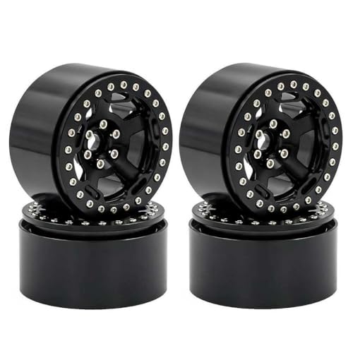 4pcs 2,2 -Zoll -Metallrad -Hub -Hub -Reifen kompatibel mit verschiedenen Crawler -RC -Autos von 1/8 1/10, einschließlich TRX6 RR10 Wraith -Models Nachrüstteile nachgerüstet(Black) von NexusDrive